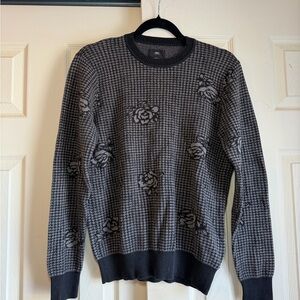 Obey Black and Gray Floral Sweater